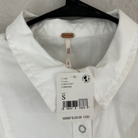 NWT Free People White “Ivory” Denim Mini Flare Sleeve Dress - Picture 5 of 5